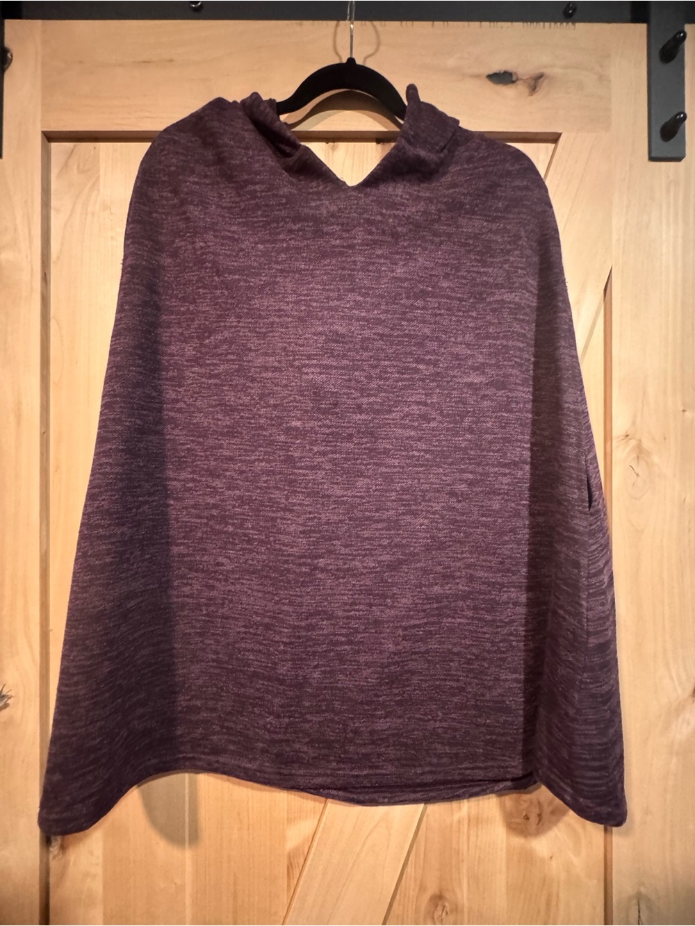 Cozy Plum Knit Hooded Poncho sleeveless